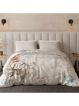 Boutique Living - Luxe Loom White Floral Print Premium Mink Blanket (Queen)