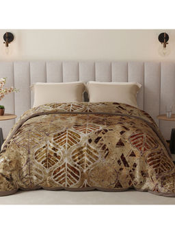 Boutique Living - Platinum Pulse Brown Printed Premium Mink Blanket (Queen)