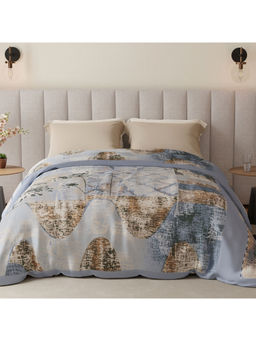 Boutique Living - Platinum Pulse Blue Printed Premium Mink Blanket (Queen)