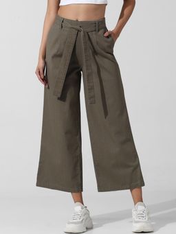 ONLY - Womens Loose Fit High Rise Olive Pant