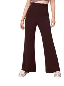 Odette - Brown Polyester Solid Stylish Trouser