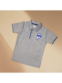 Purple United Kids - Boys Grey Soft Cotton Blend Casual Polo T-Shirt