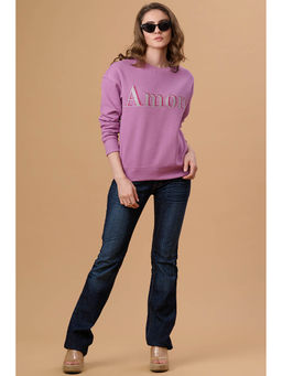 Gipsy - Women Crew Neck Regular Full Sleeves Polyester Fabric Lilac Sweatshirt