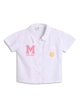 MINI KLUB - White Half Sleeve Text Printed Shirt