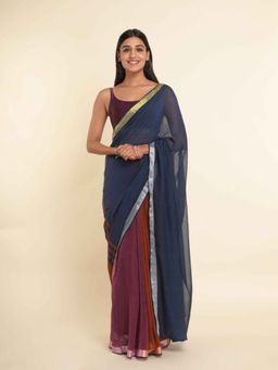 Suta - Multi-Color Colorblock Cotton Blend Saree