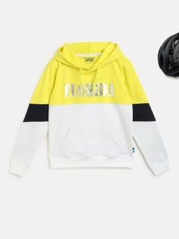 Lil Tomatoes - Girls Fleece Typography Sweatshirt Neon Green