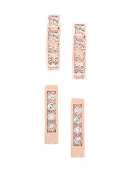 Zaveri Pearls - Rose Gold Contemporary Hoop Earrings-ZPFK12792 (Set of 2)