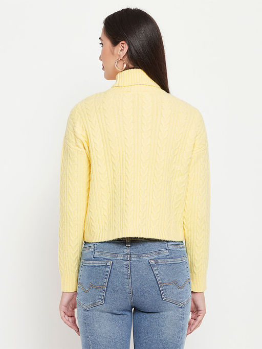 Buy CAMLA Barcelona Cable Knit Lemon Yellow Turtle Neck Sweater Online