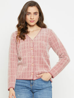 Madame - Chequered Onion Pink Cardigan