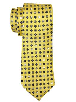 The Tie Hub - Yellow Geometric Silk Neck Tie For Men