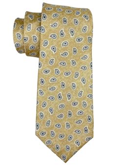 The Tie Hub - Beige and Blue Paisley Silk Neck Tie For Men