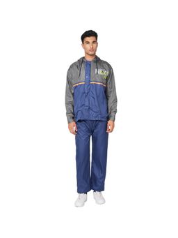 Citizen - Men Navy Blue Reversible Solid Raincoat with Pant