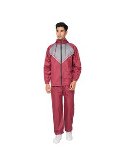 Citizen - Men Maroon Reversible Solid Raincoat with Pant