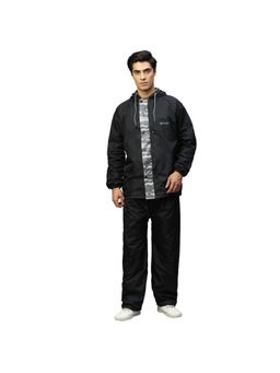 Citizen - Men Black Military Solid Raincoat with Pant