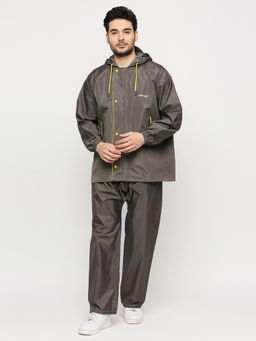Citizen - Men Grey Waterproof Solid Raincoat with Pant