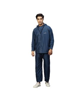 Citizen - Men Blue Waterproof Solid Raincoat with Pant