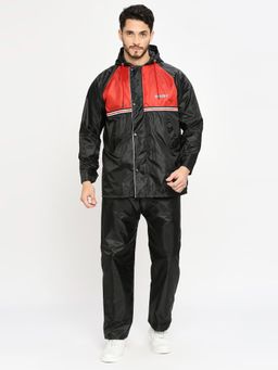 Citizen - Men Black Reversible Solid Raincoat with Pant