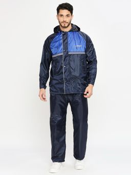 Citizen - Men Navy Blue Reversible Solid Raincoat with Pant