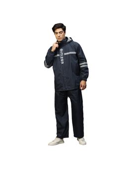 Citizen - Men Blue Waterproof Solid Raincoat with Pant
