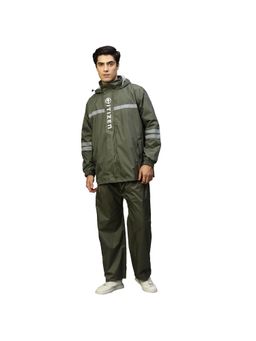 Citizen - Men Olive Waterproof Solid Raincoat with Pant