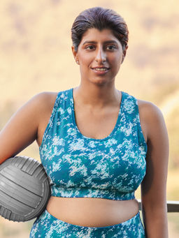 SOIE - Medium Impact Quick Dry Racerback Printed Athleisure Sports Bra-Multi-Color