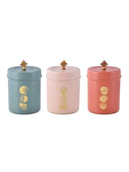 Living With Elan - Stainless Steel Food Storage Jars Canisters for Kitchen (Set of 3) Multicolor