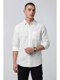 Peter England - Men White Slim Fit Solid Shirt