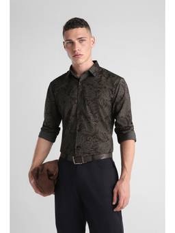 Van Heusen - Men Brown Slim Fit Printed Full Sleeves Casual Shirt