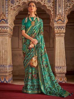 Akhilam - Women's Silk Blend Blue Woven Design Designer Saree with Unstitched Blouse