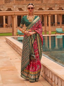 Akhilam - Women's Silk Blend Pink Woven Design Designer Saree with Unstitched Blouse