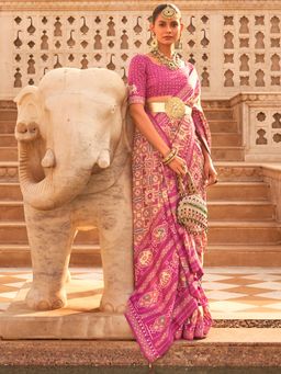 Akhilam - Women's Silk Blend Coffee Brown Embellished Designer Saree with Unstitched Blouse