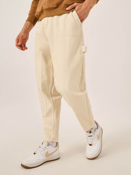 Styli - Men Cream Balloon Fit Patch Detail Jeans