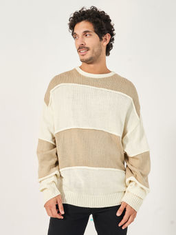 Styli - Men Colorblocked Oversized Fit Sweater