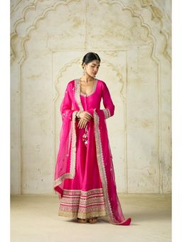 Gopi Vaid - Pink Sonakshi Embroidered Anarkali with Pant and Dupatta
