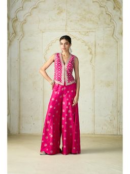Gopi Vaid - Pink Mizna Embroidered Vest and Pant