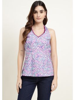 RANNG LABEL - Purple Floral Regular Fit Top