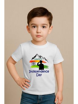 BLUSHES - White Independence Day Theme Half Sleeve T-Shirt