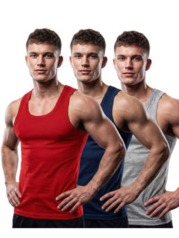 T.T. - Desire Premium Pure Cotton Rib Sleeveless Breathable Vest (Pack Of 3)