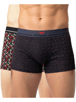 HIFlyers - Odour-Free Cotton Lycra Fabric Regular Fit Printed Trunk (Pack Of 2)