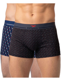 HIFlyers - Odour-Free Cotton Lycra Fabric Regular Fit Printed Trunk (Pack Of 2)