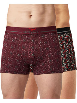 HIFlyers - Comfortable Men Odour-Free Cotton Lycra Regular Fit Printed Trunk (Pack Of 2)