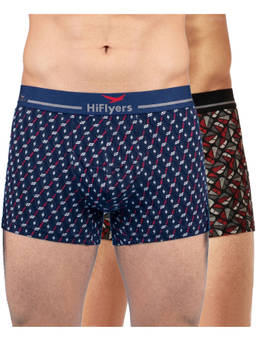 HIFlyers - Stylish Men Odour-Free Cotton Lycra Regular Fit Printed Trunk (Pack Of 2)