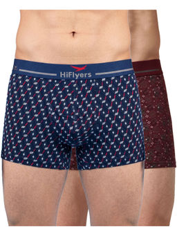 HIFlyers - Classic Men Odour-Free Cotton Lycra Regular Fit Printed Trunk (Pack Of 2)