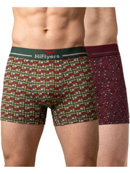 HIFlyers - Modern Men Odour-Free Cotton Lycra Regular Fit Printed Trunk (Pack Of 2)