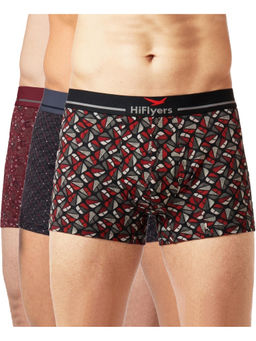 HIFlyers - Versatile Men Odour-Free Cotton Lycra Regular Fit Printed Trunk (Pack Of 3)