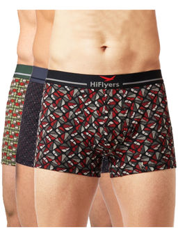 HIFlyers - Premium Men Odour-Free Cotton Lycra Regular Fit Printed Trunk (Pack Of 3)