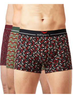 HIFlyers - Comfortable Men Odour-Free Cotton Lycra Regular Fit Printed Trunk (Pack Of 3)