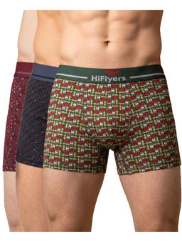 HIFlyers - Stylish Men Odour-Free Cotton Lycra Regular Fit Printed Trunk (Pack Of 3)
