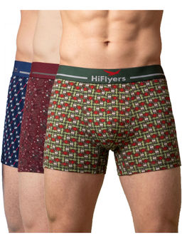 HIFlyers - Modern Men Odour-Free Cotton Lycra Regular Fit Printed Trunk (Pack Of 3)