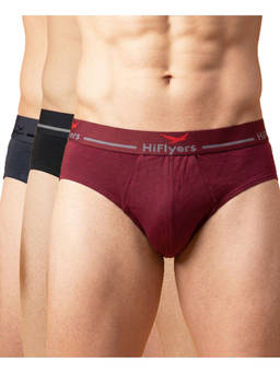 HIFlyers - Odour-Free Cotton Lycra Regular Fit Everyday Innerwear Breif (Pack Of 3)